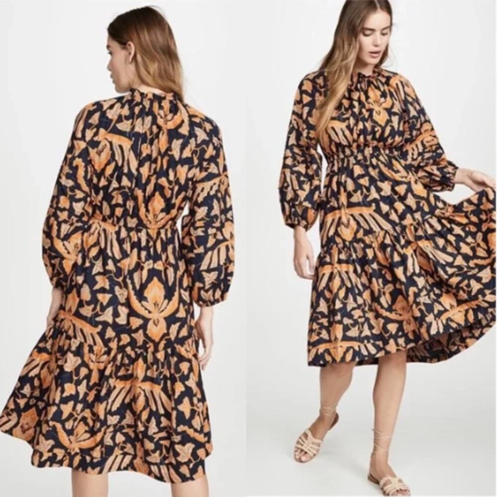 ULLA JOHNSON Ambre Midi Long Sleeve Dress